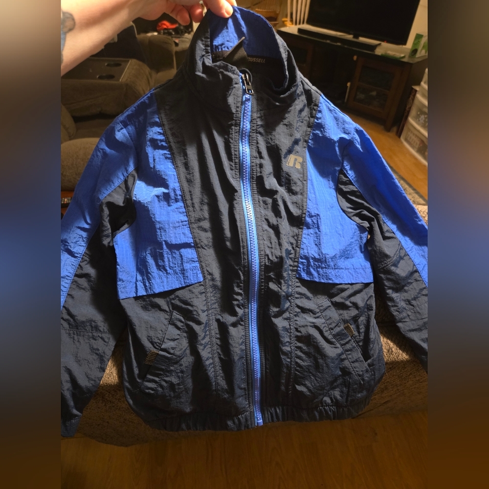 Blue and Black Windbreaker Jacket